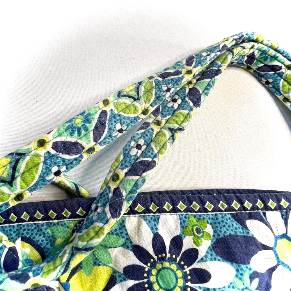 Vera Bradley navy blue green large quilted tote bag - Picture 8 of 8